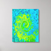 Groovy Chartreuse und Aquamarine Liquid Swirl Leinwanddruck (Vorderseite)