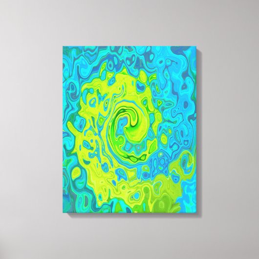 Groovy Chartreuse und Aquamarine Liquid Swirl Leinwanddruck (Vorderseite)