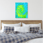 Groovy Chartreuse und Aquamarine Liquid Swirl Leinwanddruck (Insitu (Schlafzimmer))