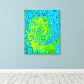 Groovy Chartreuse und Aquamarine Liquid Swirl Leinwanddruck (Insitu (Holzboden))