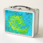 Groovy Chartreuse und Aquamarine Liquid Swirl Metall Brotdose (Vorderseite)