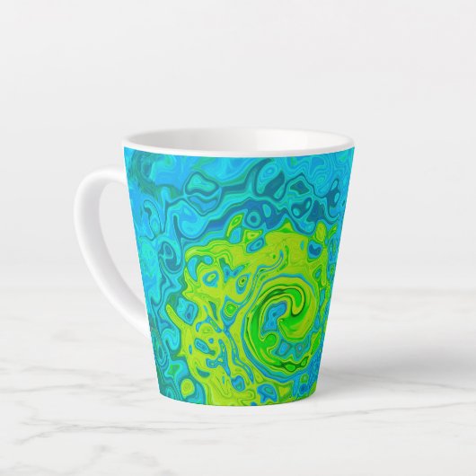 Groovy Chartreuse und Aquamarine Liquid Swirl Milchtasse (Linke Ecke)