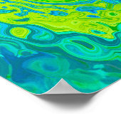 Groovy Chartreuse und Aquamarine Liquid Swirl Poster (Ecke)