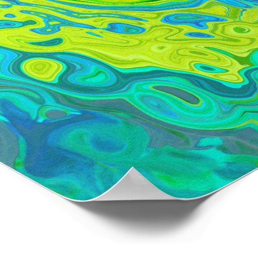Groovy Chartreuse und Aquamarine Liquid Swirl Poster (Ecke)