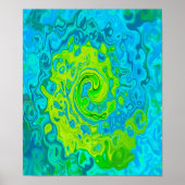 Groovy Chartreuse und Aquamarine Liquid Swirl Poster (Vorne)