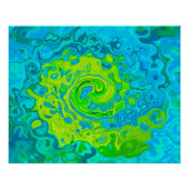 Groovy Chartreuse und Aquamarine Liquid Swirl Poster (Vorderseite)