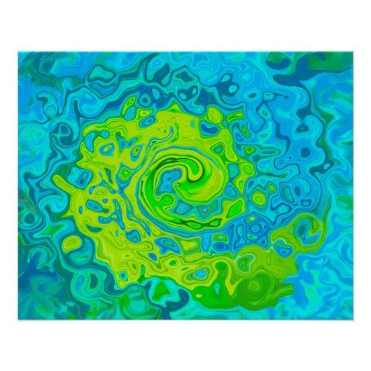 Groovy Chartreuse und Aquamarine Liquid Swirl Poster (Vorderseite)