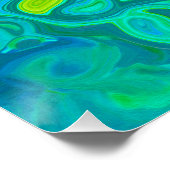 Groovy Chartreuse und Aquamarine Liquid Swirl Poster (Ecke)