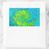 Groovy Chartreuse und Aquamarine Liquid Swirl Rechteckiger Aufkleber (Tasche)