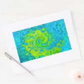 Groovy Chartreuse und Aquamarine Liquid Swirl Rechteckiger Aufkleber (Umschlag)