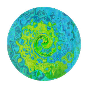 Groovy Chartreuse und Aquamarine Liquid Swirl Schneidebrett