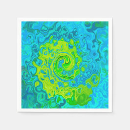 Groovy Chartreuse und Aquamarine Liquid Swirl Serviette