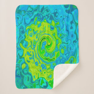 Groovy Chartreuse und Aquamarine Liquid Swirl Sherpadecke