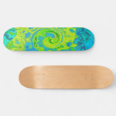 Groovy Chartreuse und Aquamarine Liquid Swirl Skateboard (Horizontal)