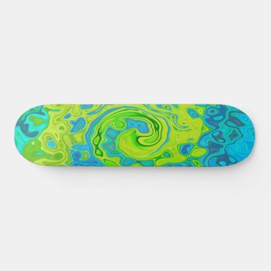 Groovy Chartreuse und Aquamarine Liquid Swirl Skateboard (Horizontal)