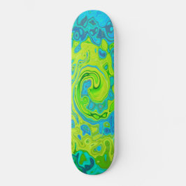 Groovy Chartreuse und Aquamarine Liquid Swirl Skateboard