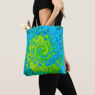 Groovy Chartreuse und Aquamarine Liquid Swirl Tasche