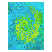 Groovy Chartreuse und Aquamarine Liquid Swirl Tischdecke (Vorderseite)
