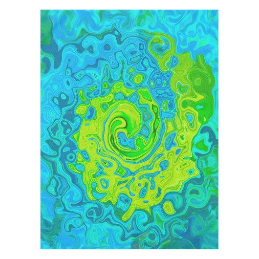 Groovy Chartreuse und Aquamarine Liquid Swirl Tischdecke (Vorderseite)