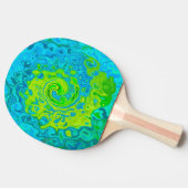 Groovy Chartreuse und Aquamarine Liquid Swirl Tischtennis Schläger (Seitenansicht)
