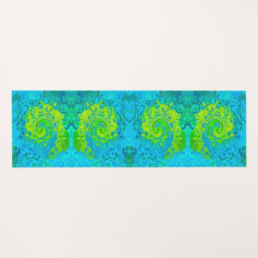Groovy Chartreuse und Aquamarine Liquid Swirl Yogamatte (Rückseite (Horizontal))