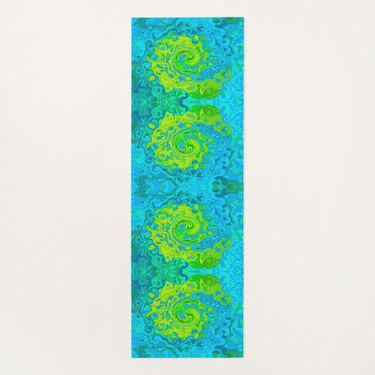 Groovy Chartreuse und Aquamarine Liquid Swirl Yogamatte (Rückseite)