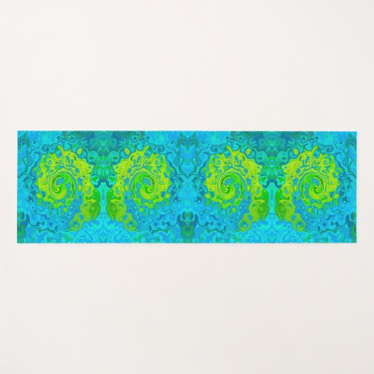 Groovy Chartreuse und Aquamarine Liquid Swirl Yogamatte (Vorderseite (Horizontal))