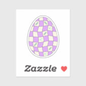 Groovy Checkerboard Easter Egg Pastel Retro  Aufkleber (Blatt)