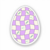 Groovy Checkerboard Easter Egg Pastel Retro  Aufkleber (Vorderseite)