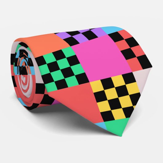 Groovy Checkered Minimalistisch Schachbrett Krawatte (Gerollt)