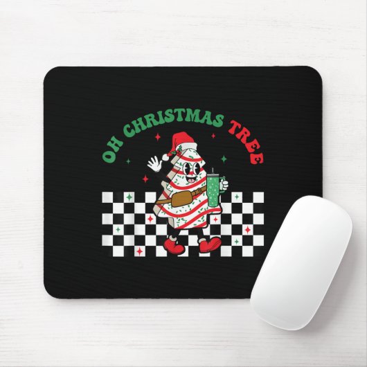 Groovy Checkered Oh Christmas Tree Cakes For Cake  Mousepad (Mit Mouse)