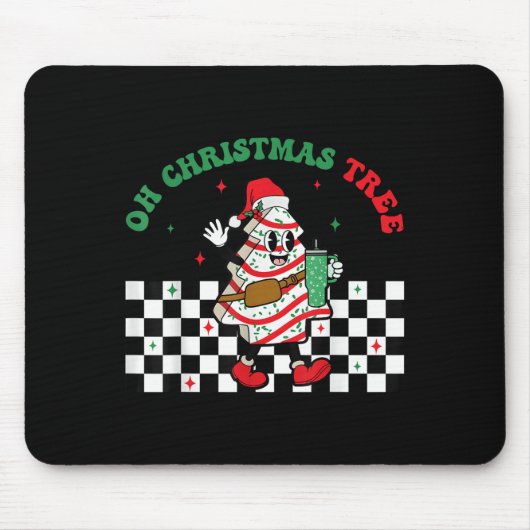 Groovy Checkered Oh Christmas Tree Cakes For Cake  Mousepad (Vorne)