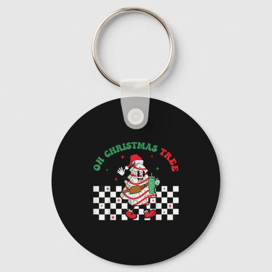 Groovy Checkered Oh Christmas Tree Cakes For Cake Schlüsselanhänger (Vorderseite)