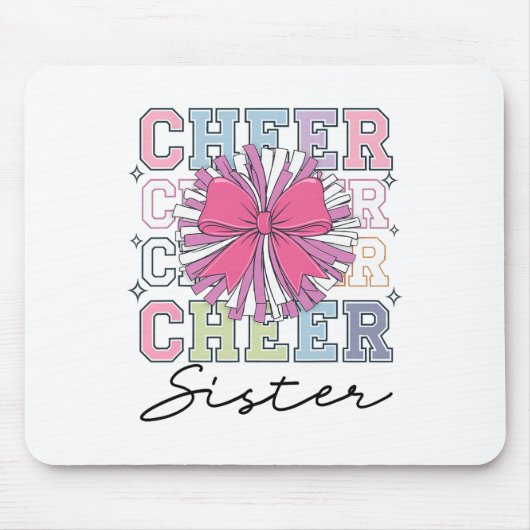 Groovy Cheer Schwester Kokette Schleife Cheerleadi Mousepad (Vorne)