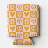 Groovy Chessboard Blume Herz Peace Orange Color Dosenkühler (Rückseite)