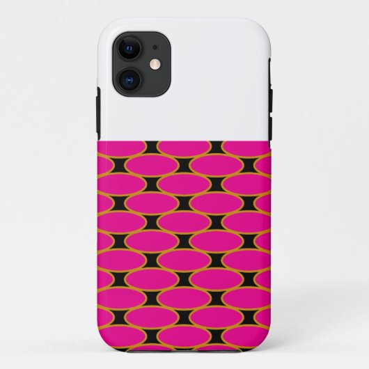 Groovy Chic Bright Pink Black Tiled Geo Pattern Case-Mate iPhone Hülle (Rückseite)