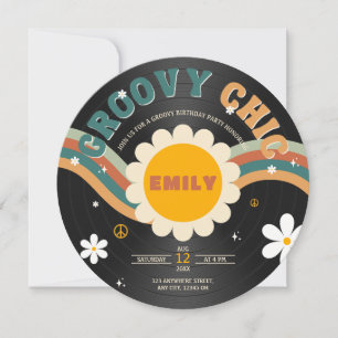 Groovy Chic Retro Vinyl Record Geburtstag Einladung