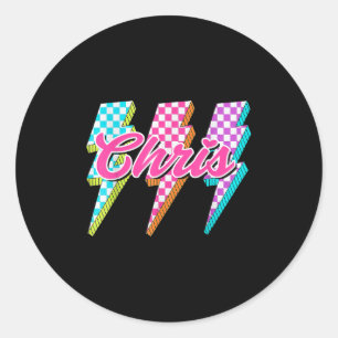 Groovy Chris Blitz Checkered I Love Meme Runder Aufkleber