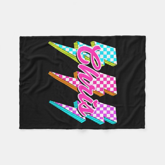 Groovy Chris Lightning Bolt Checkered I Love Meme  Fleecedecke (Vorderseite (Horizontal))