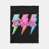 Groovy Chris Lightning Bolt Checkered I Love Meme  Fleecedecke (Vorderseite)