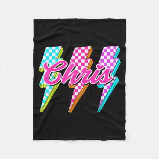 Groovy Chris Lightning Bolt Checkered I Love Meme  Fleecedecke (Vorderseite)