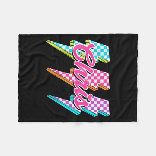 Groovy Chris Lightning Bolt Checkered I Love Meme Fleecedecke (Vorderseite (Horizontal))