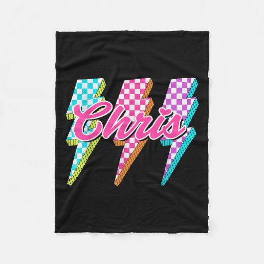 Groovy Chris Lightning Bolt Checkered I Love Meme Fleecedecke (Vorderseite)