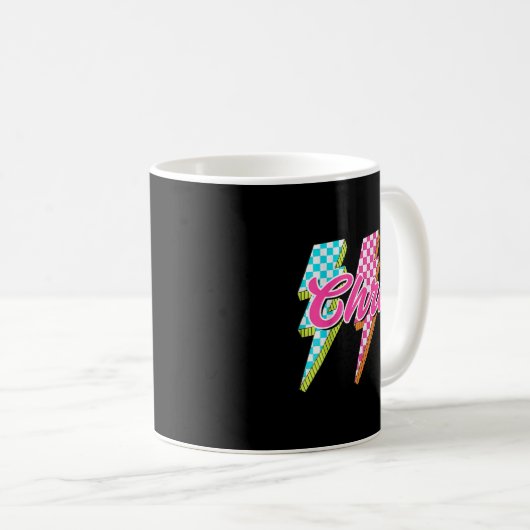 Groovy Chris Lightning Bolt Checkered I Love Meme Kaffeetasse (VorderseiteRechts)