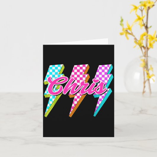 Groovy Chris Lightning Bolt Checkered I Love Meme Karte (Gelbe Blume)