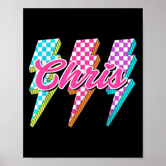 Groovy Chris Lightning Bolt Checkered I Love Meme  Poster (Vorne)