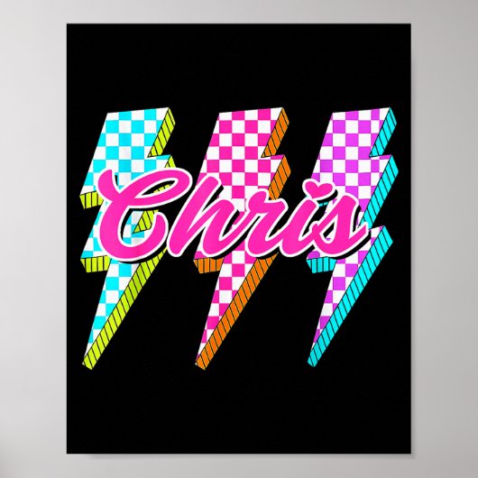 Groovy Chris Lightning Bolt Checkered I Love Meme Poster (Vorne)