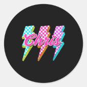 Groovy Chris Lightning Bolt Checkered I Love Meme  Runder Aufkleber (Vorderseite)