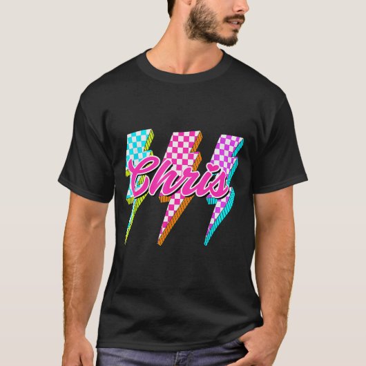 Groovy Chris Lightning Bolt Checkered I Love Meme T-Shirt (Vorderseite)