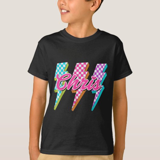 Groovy Chris Lightning Bolt Checkered I Love Meme  T-Shirt (Vorderseite)